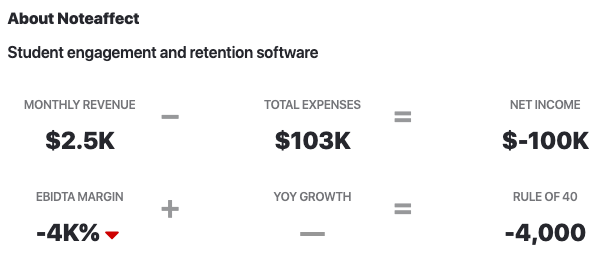 NoteAffect Revenue vs Expenses 2020