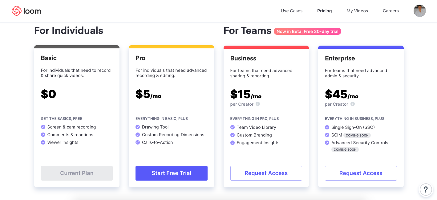 Loom pricing plans