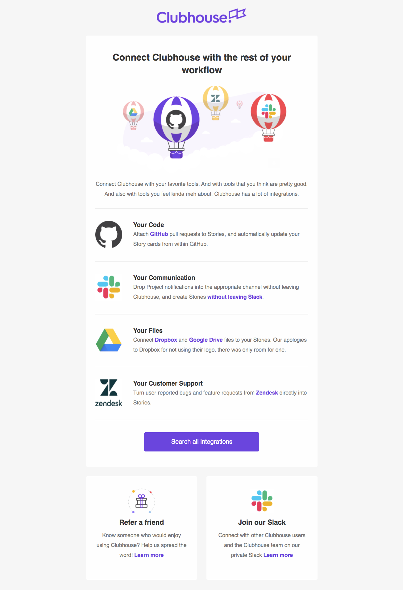 Clubhouse Integrations Email