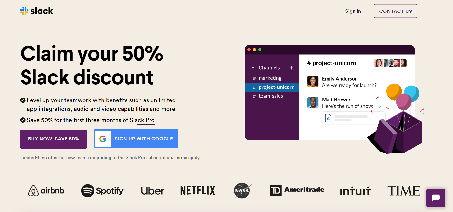 saas examples - Slack