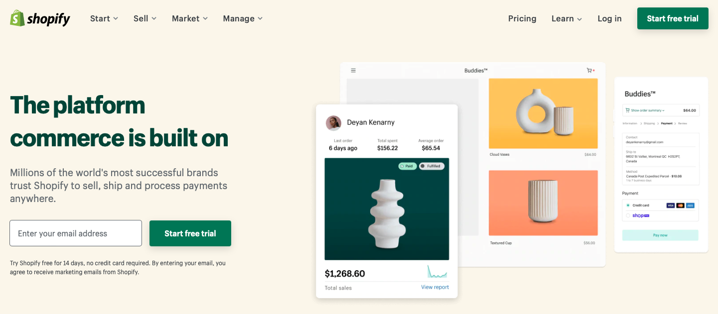 saas examples - shopify