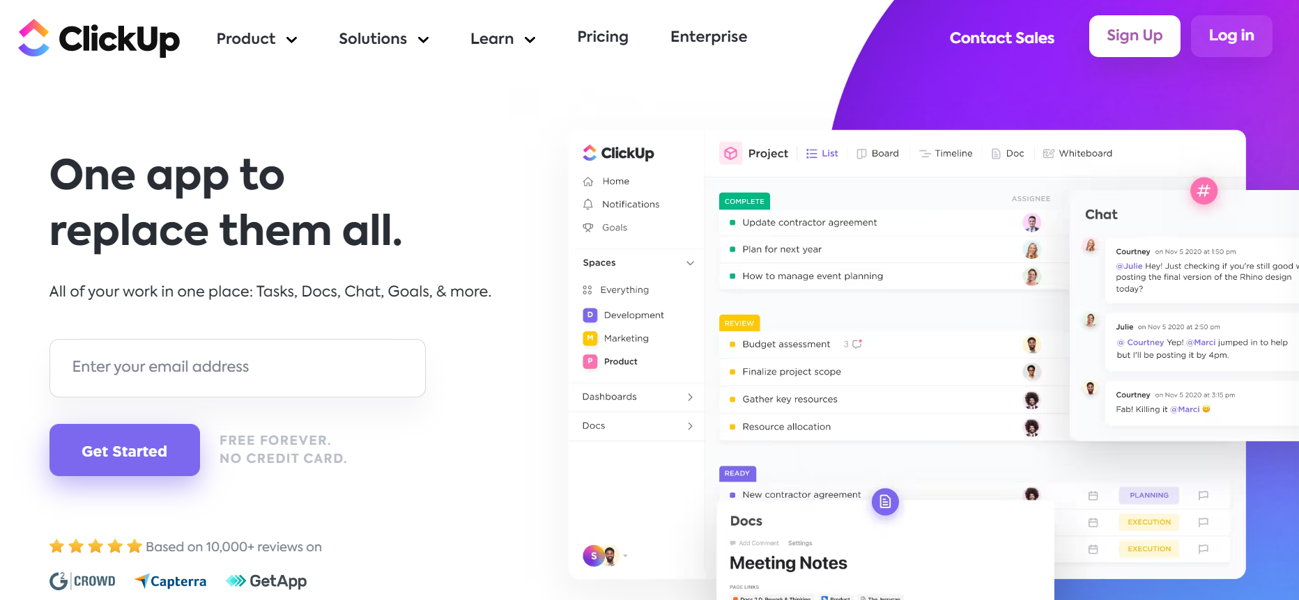 saas examples - clickup