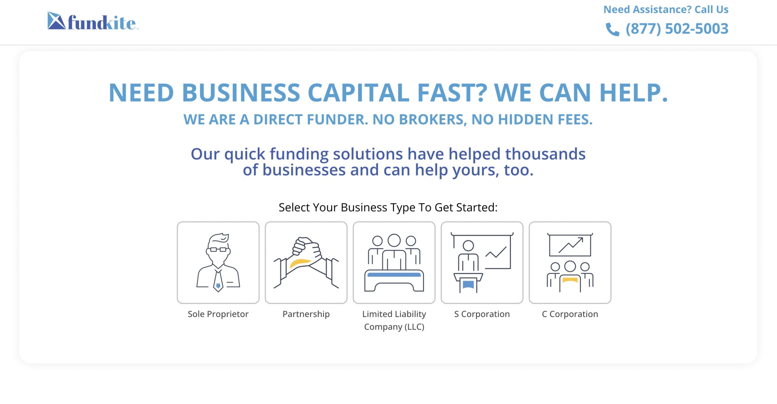 Fundkite webpage