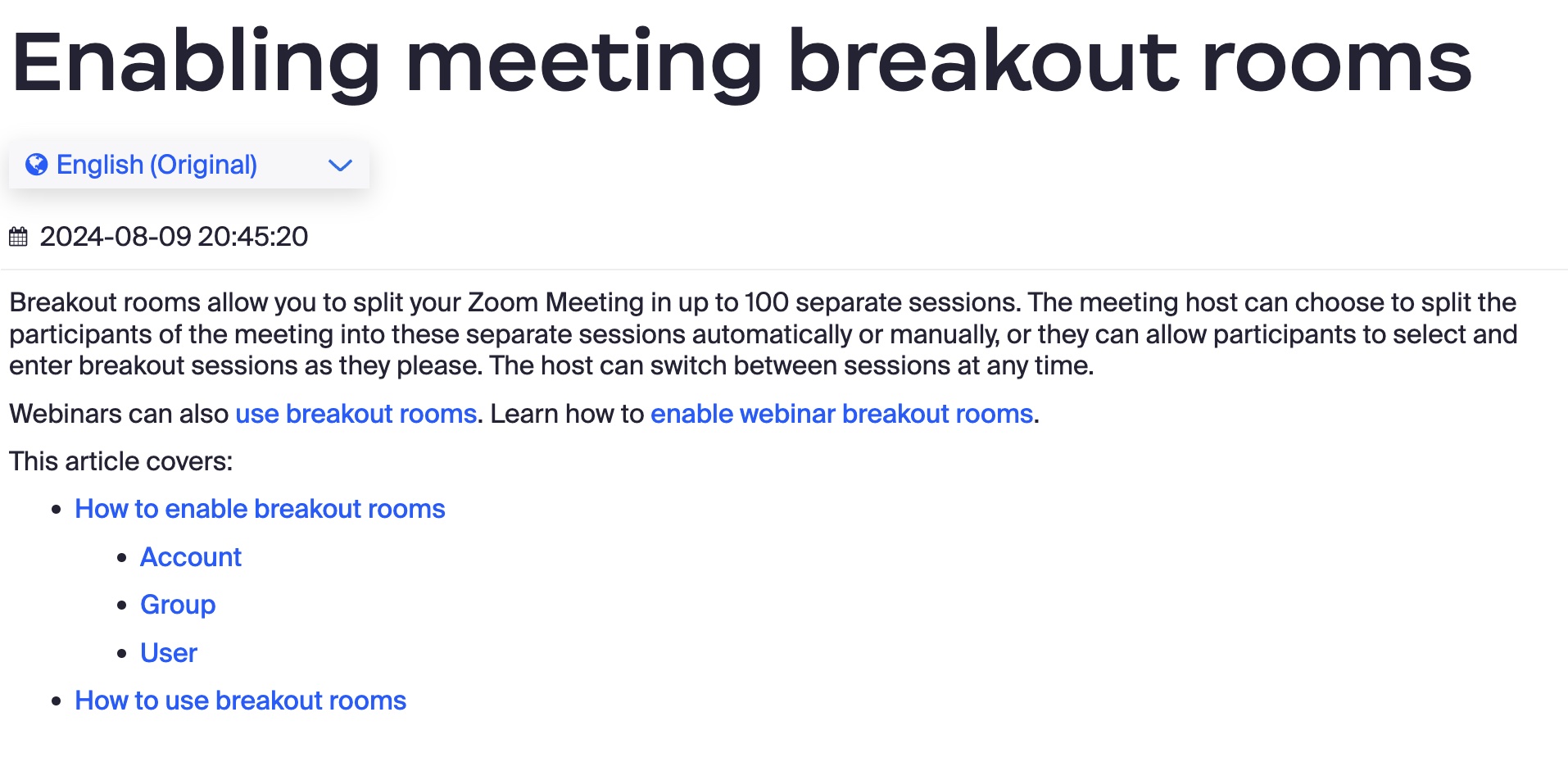 Zoom Breakout Rooms