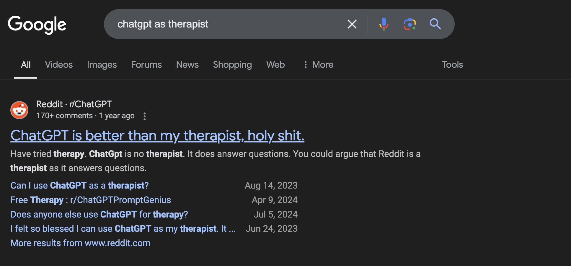 ChatGPT as a therapist