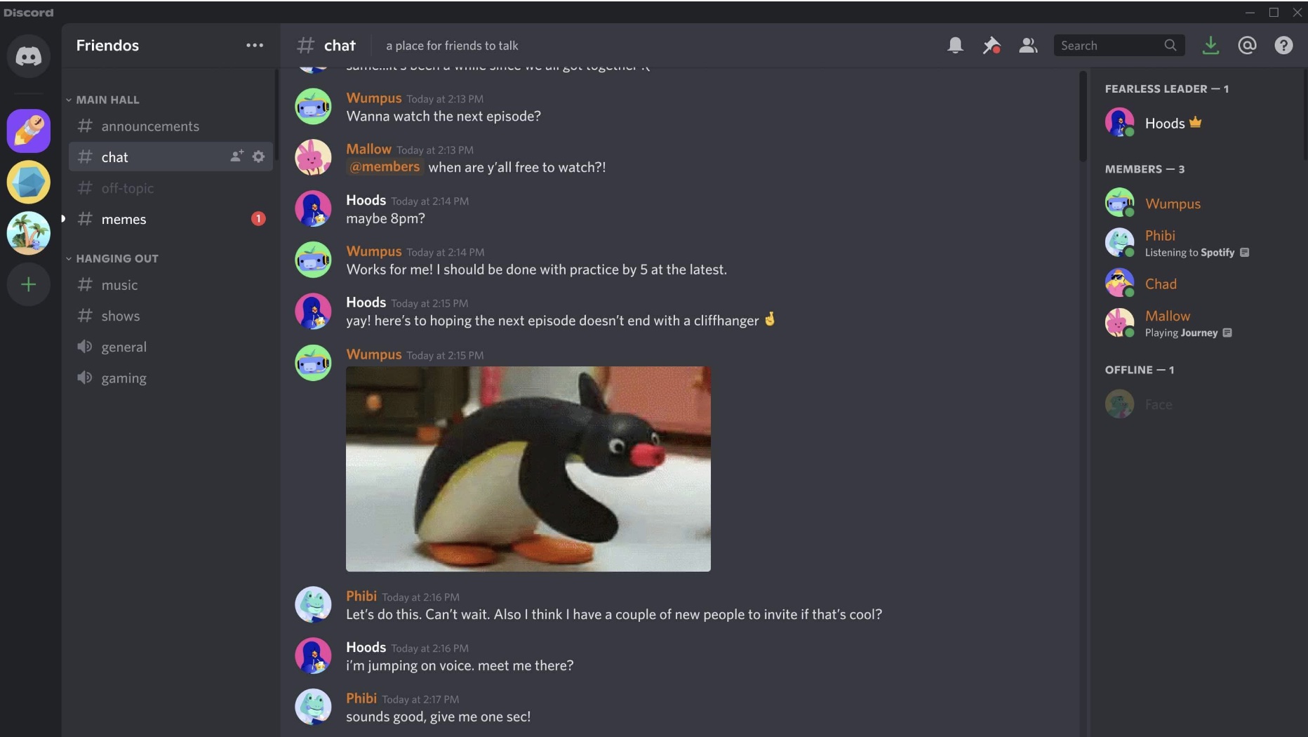 A Discord chat