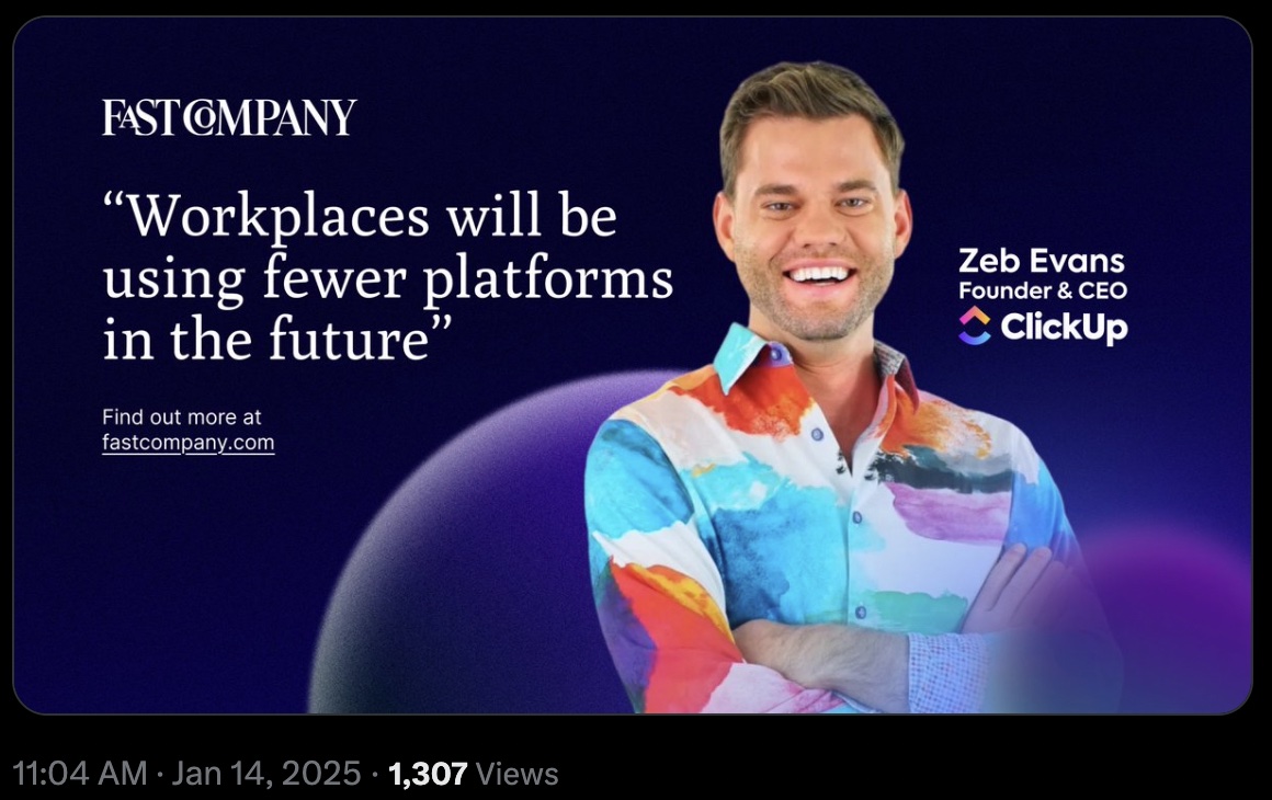 ClickUp's X post