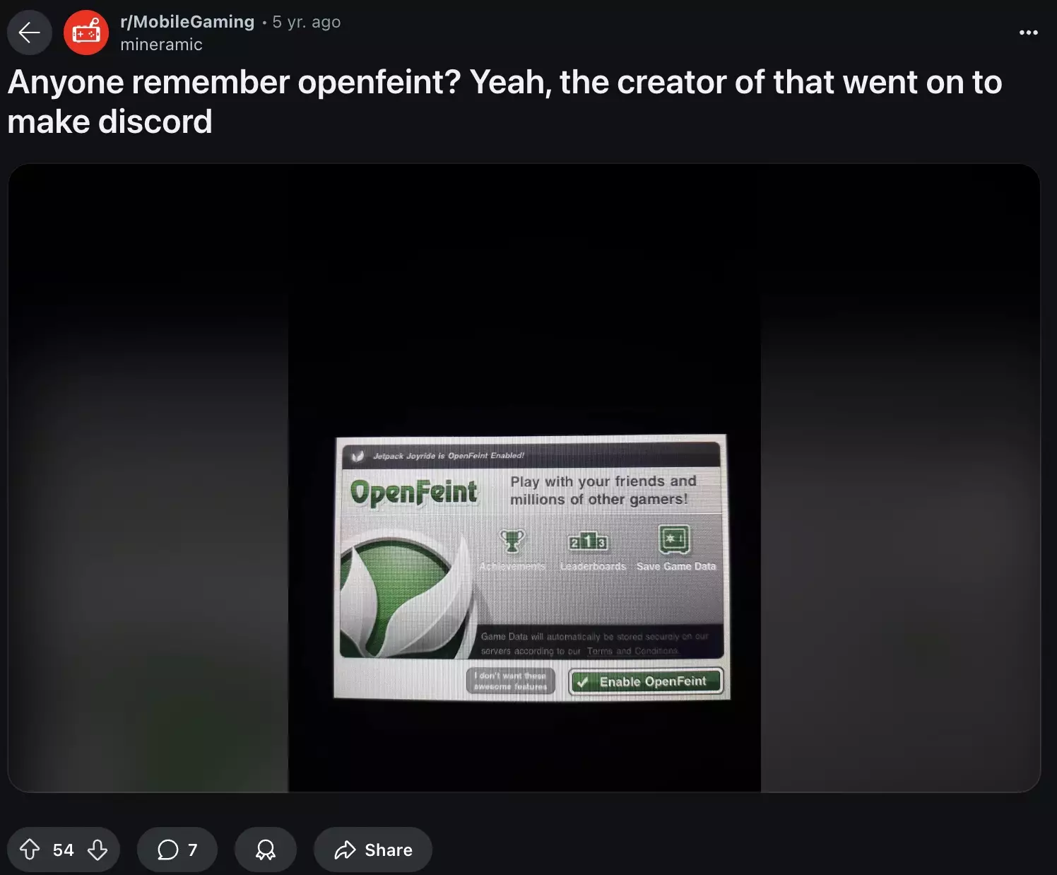 Reddit Conversation Regarding OpenFeint