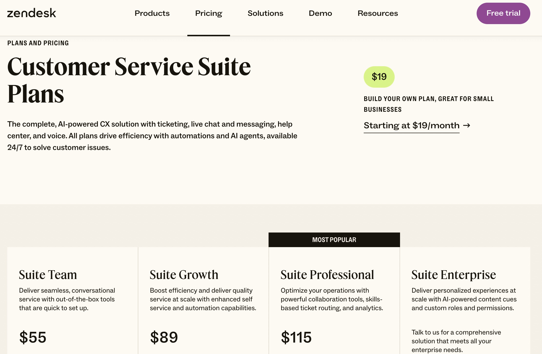 Zendesk Subscription Plans