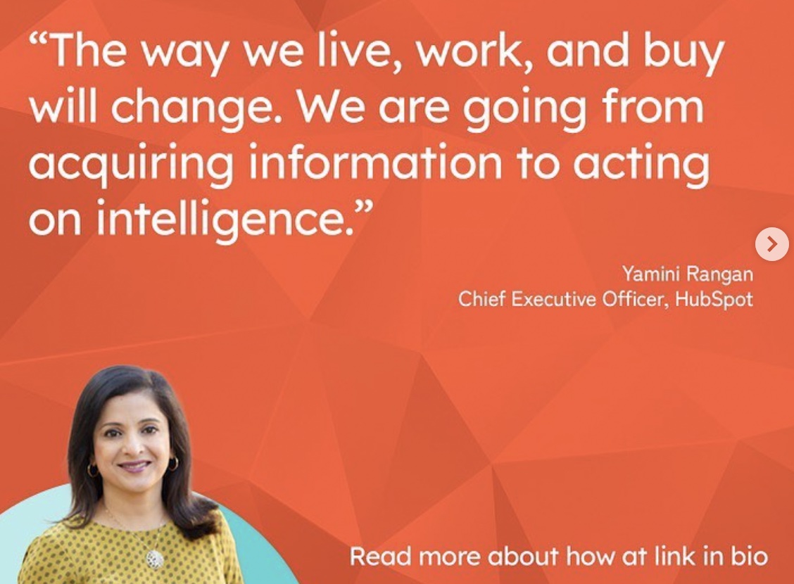 Hubspot post with ceo quote regarding future 