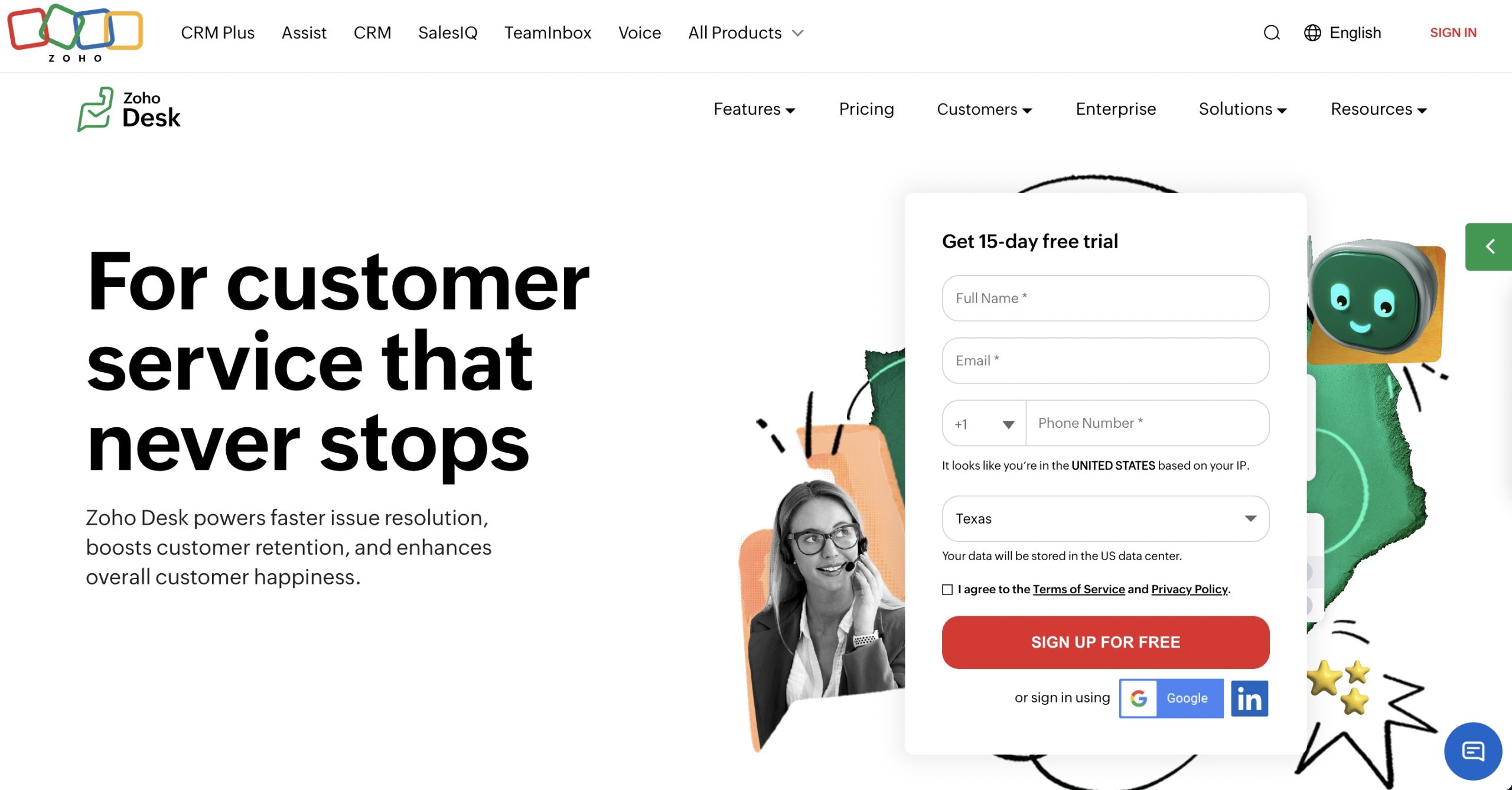 Zoho Desk Page