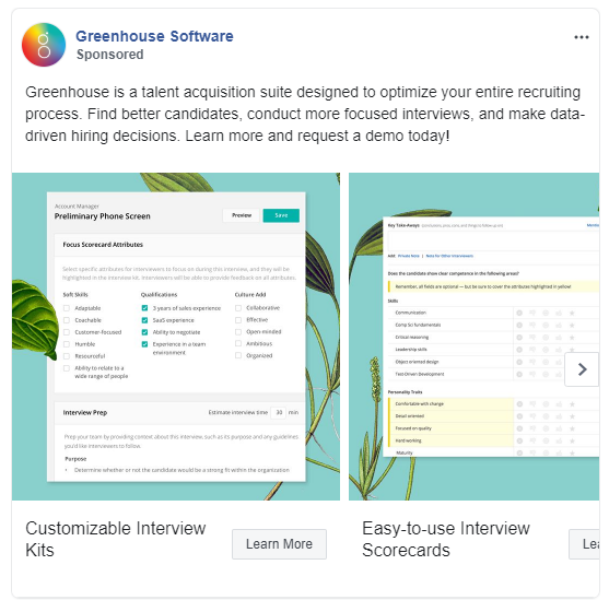 Greenhouse Facebook Ads