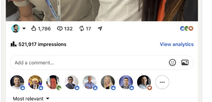A sponsored LinkedIn post from Nathan with 521,917 impressions