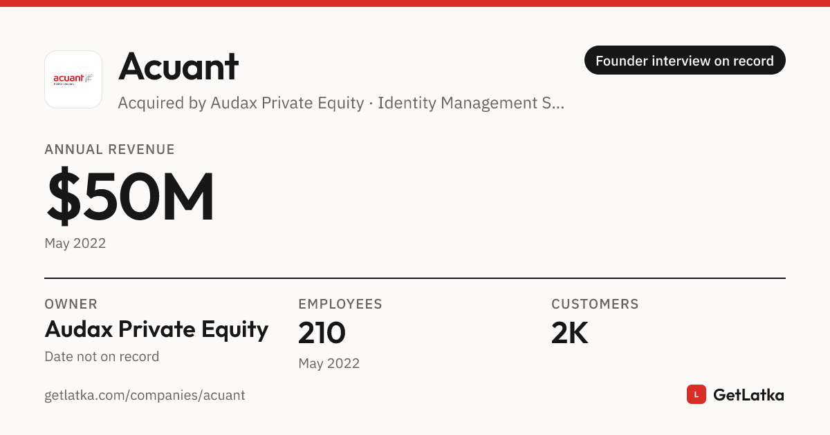 Acuant Revenue 2022: $50M ARR, $150 Valuation
