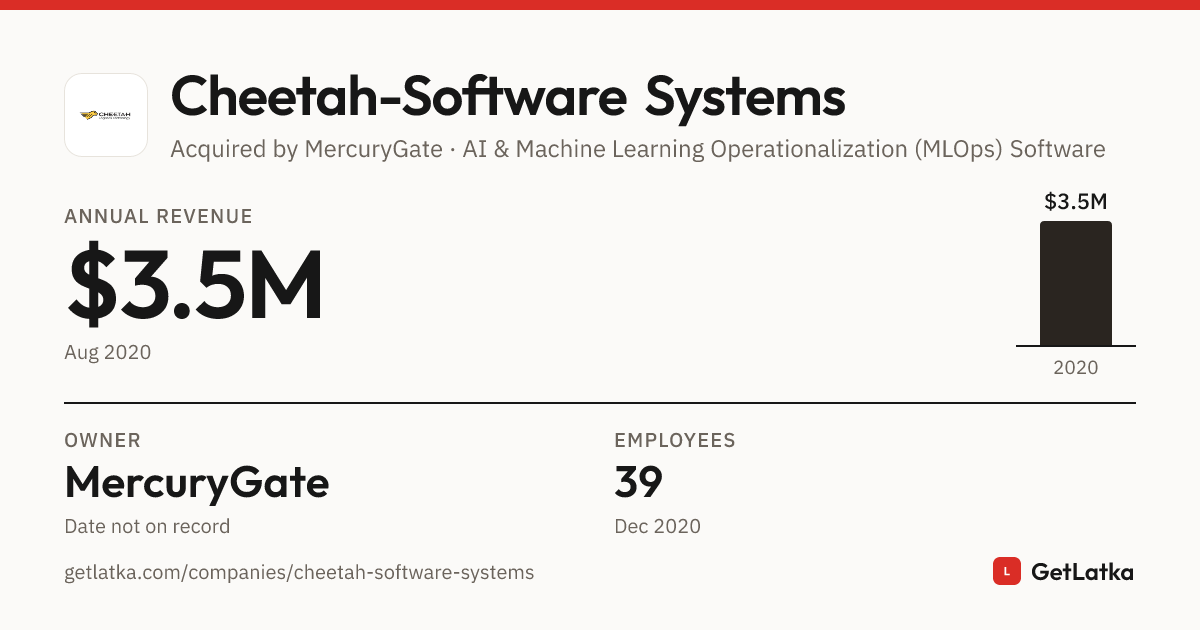 Cheetah-Software Systems Revenue 2020: $3.5M ARR