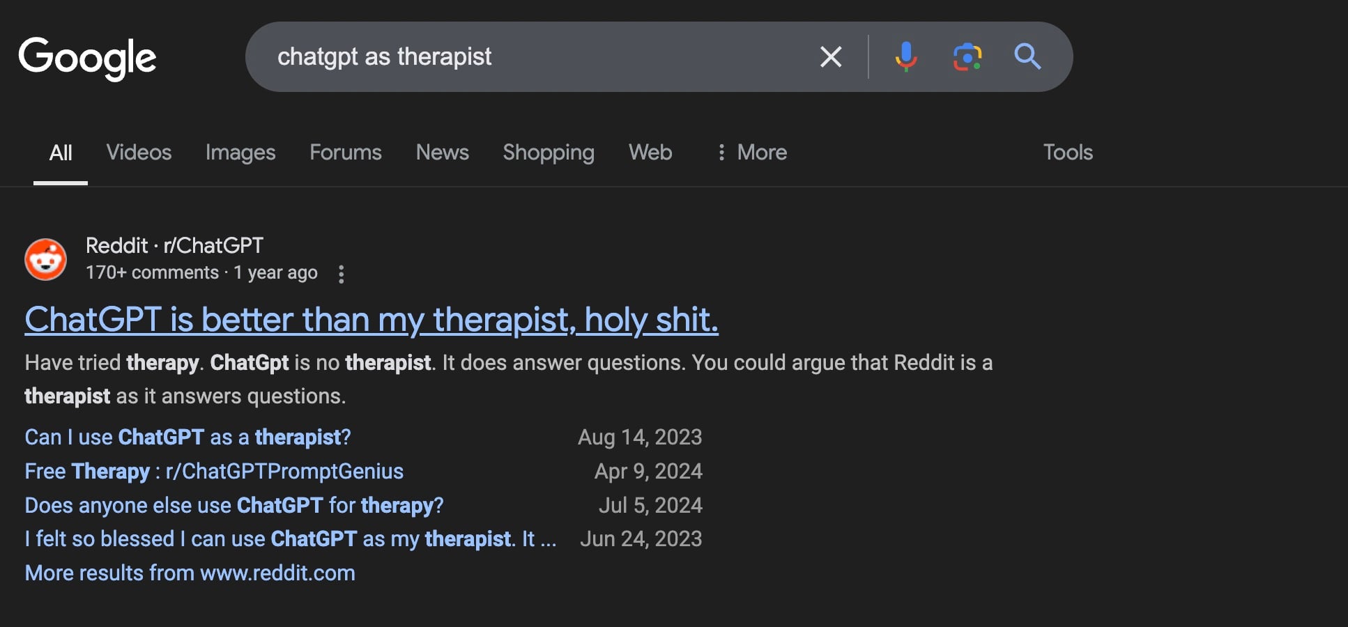 ChatGPT as a therapist
