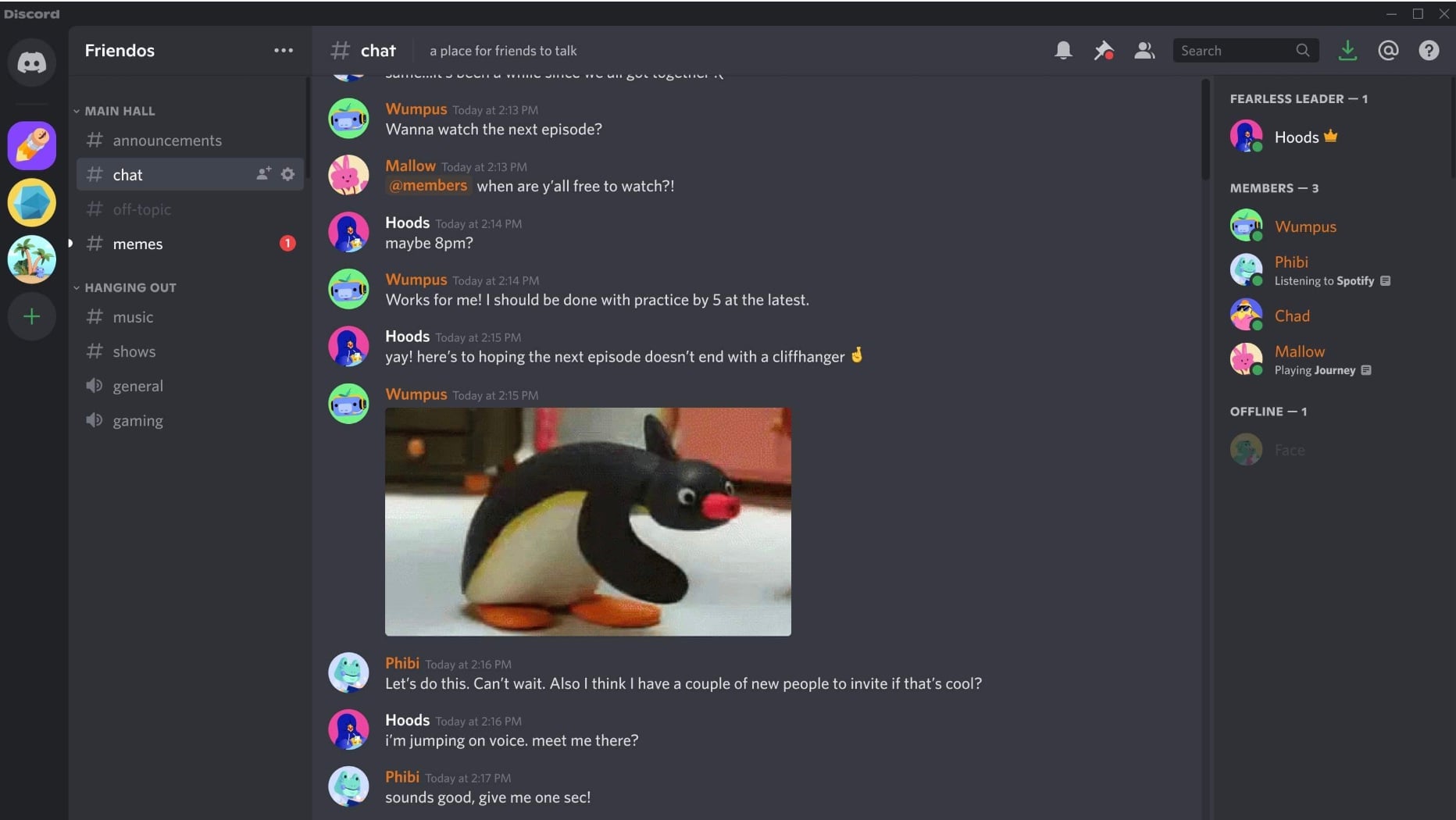 A Discord chat