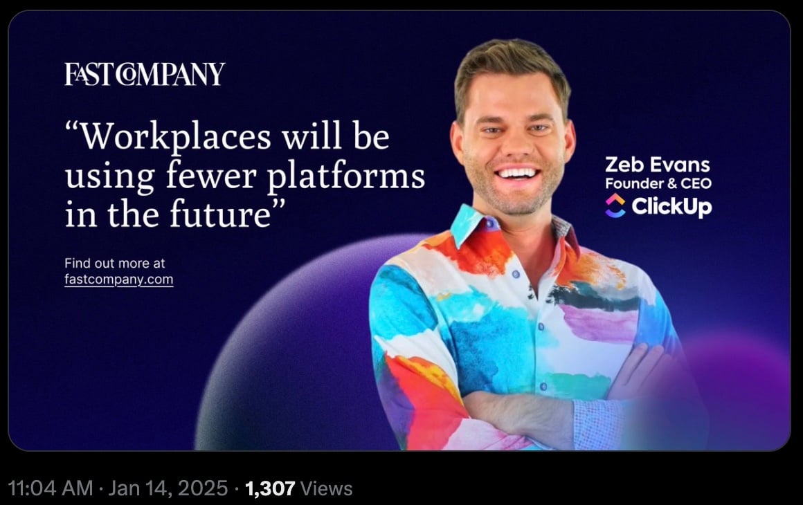 ClickUp's X post