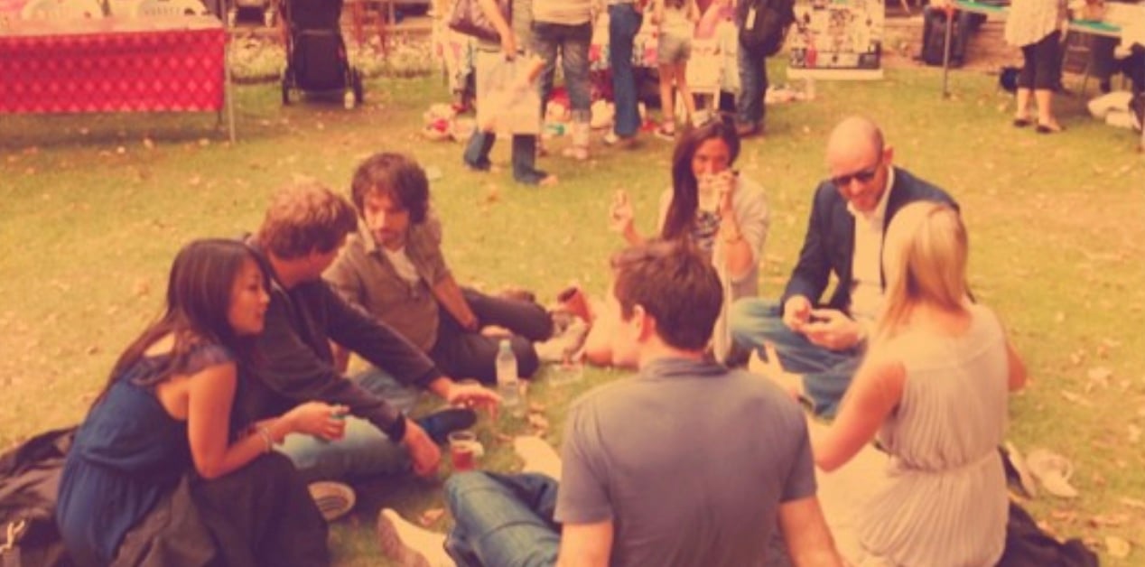 Michael and his friends in Soho (Where He Found The Book)