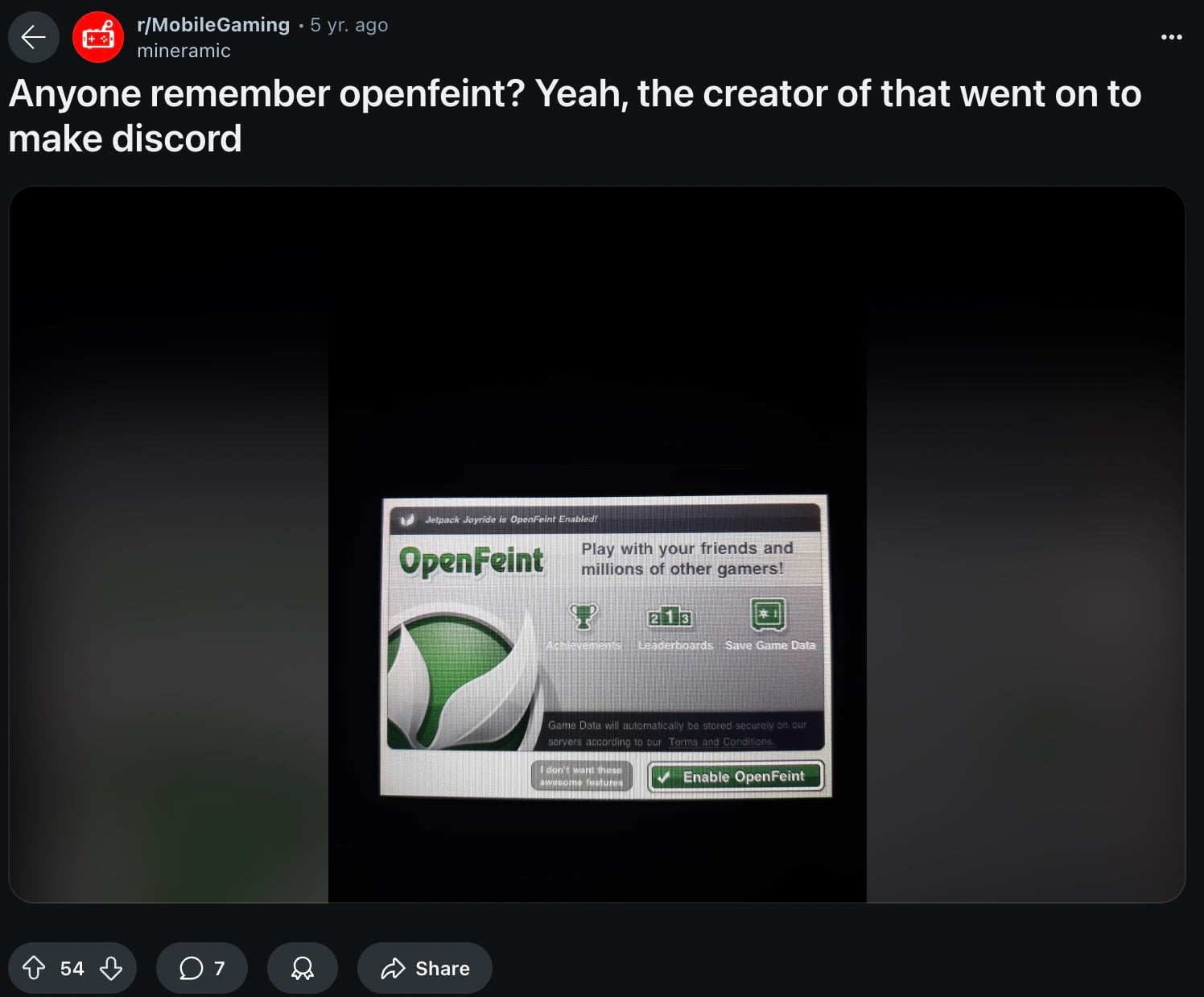 Reddit Conversation Regarding OpenFeint
