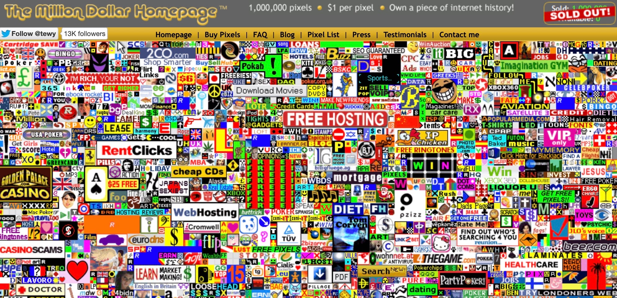 The million dollar homepage