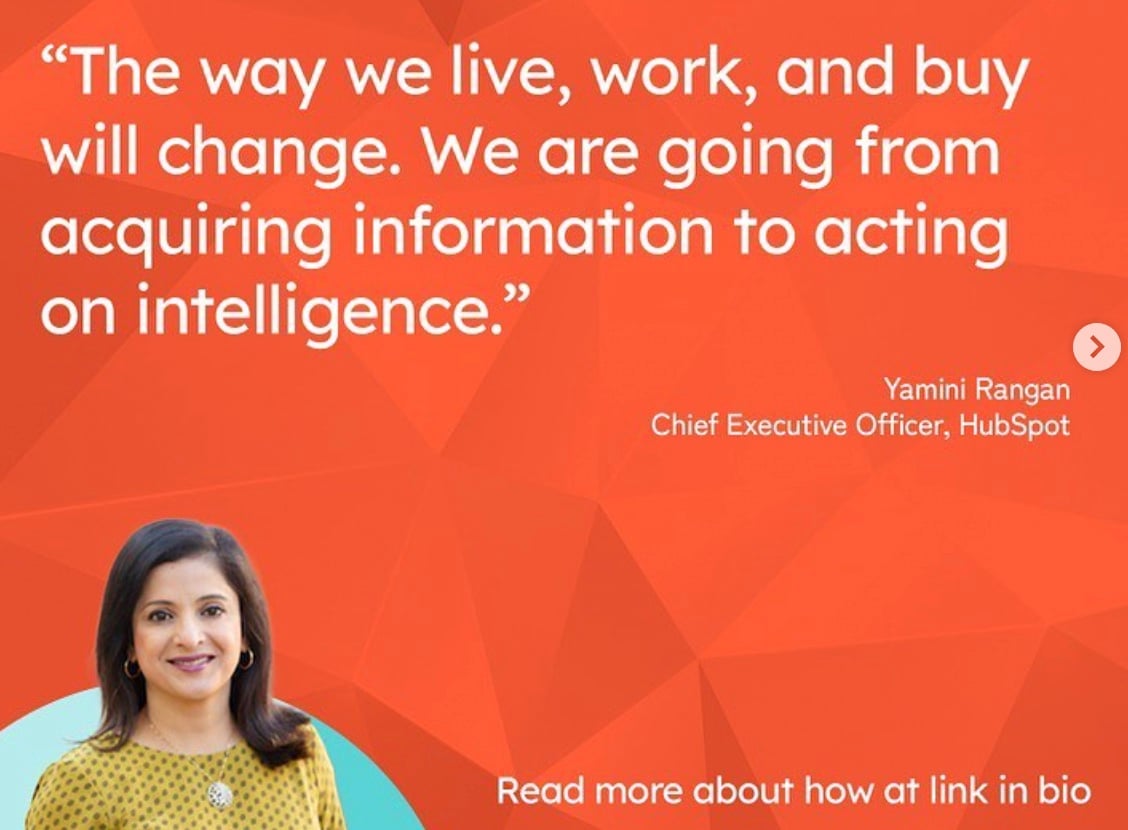 Hubspot post with ceo quote regarding future